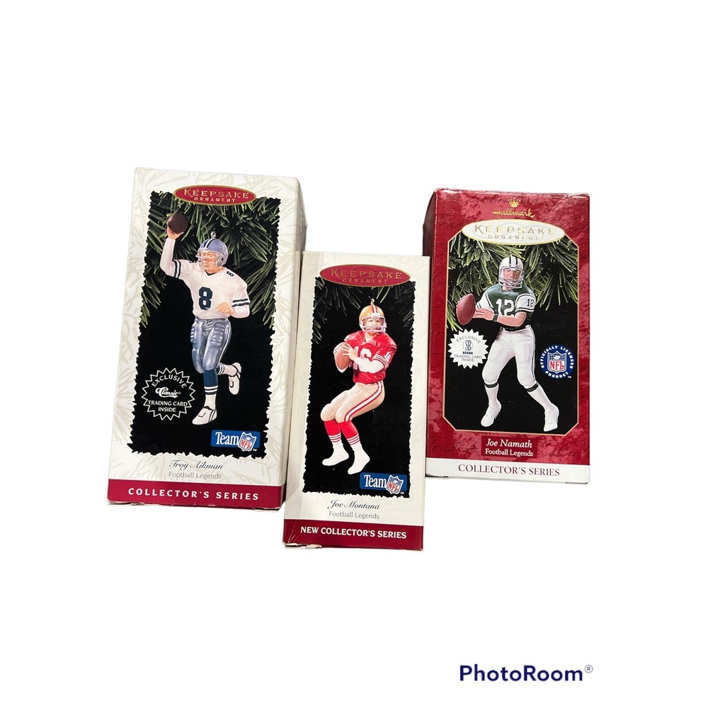 Hallmark Keepsake Football Legends Ornaments Joe Montana Troy Aikman Joe Namath